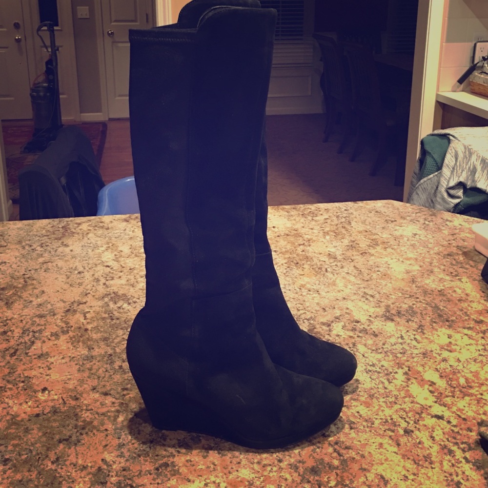 Tall Black Wedge Boots